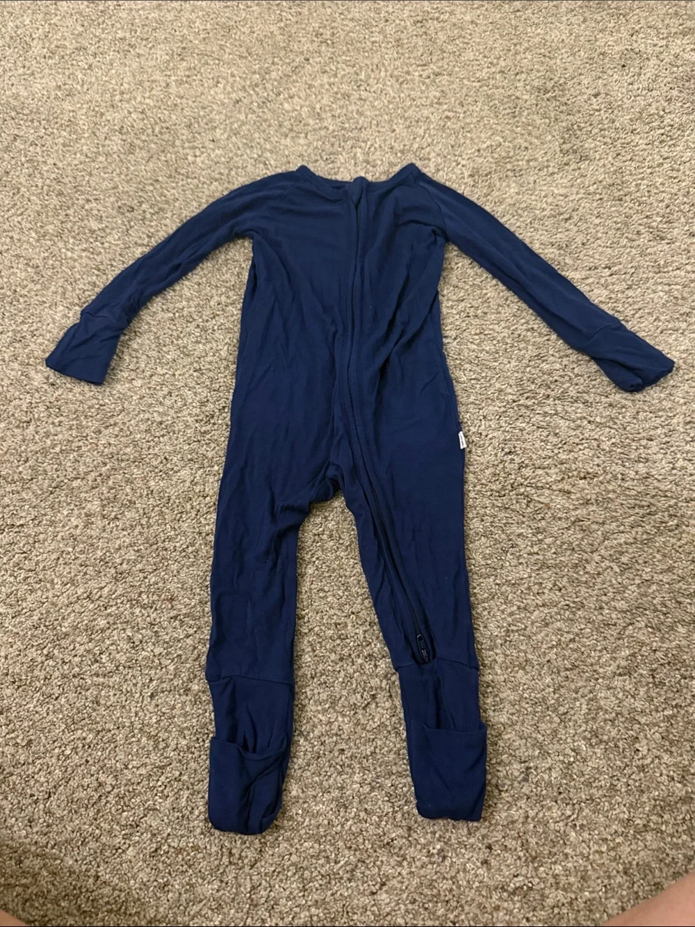 Little Sleepies Navy Blue One-Piece Footed Pajamas Sleepwear 3-6 months